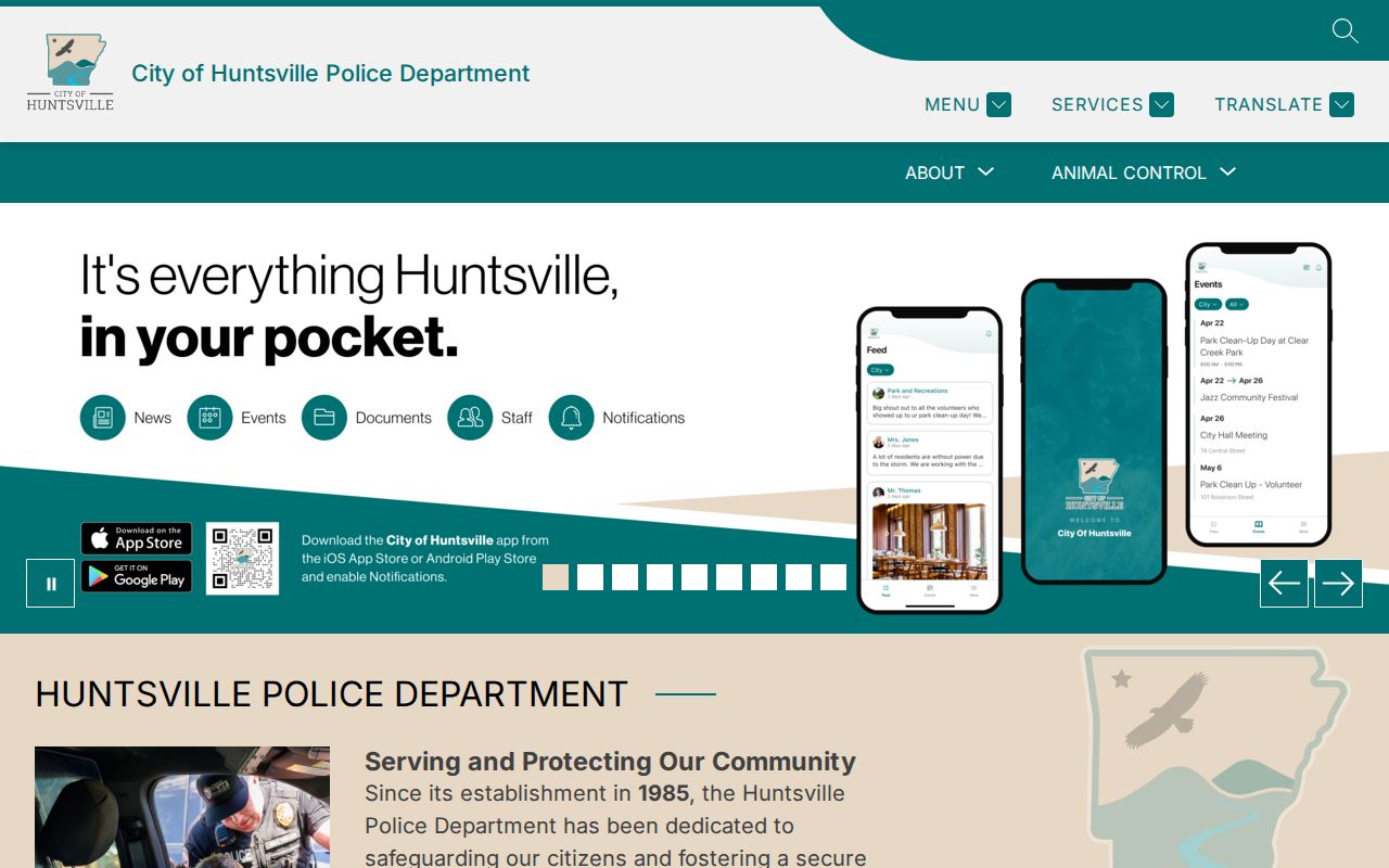 Huntsville Police Department official arrest records source page