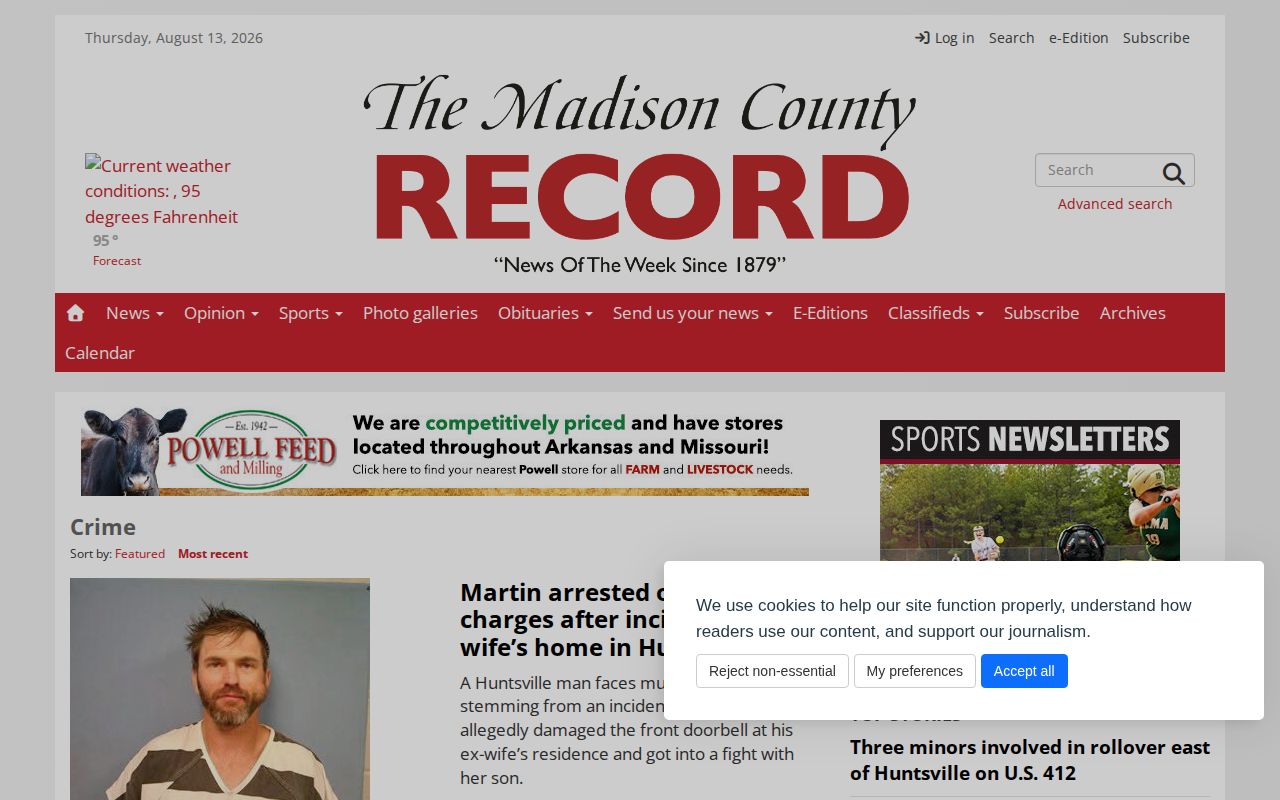 Madison County arrest news on the Madison County Record Crime section