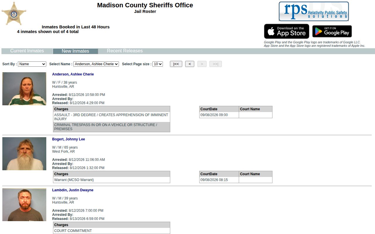 Madison County busted mugshot booking record search view