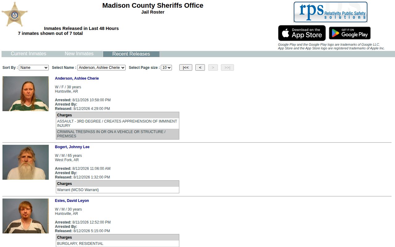 Madison County busted mugshot recent release records